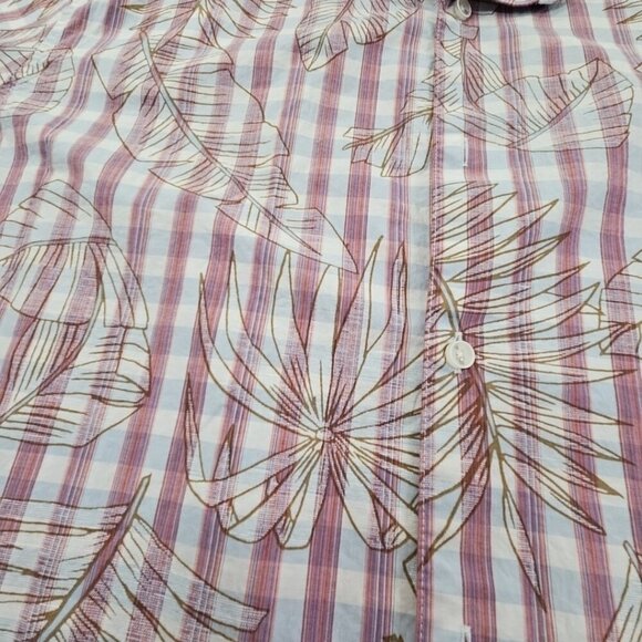 Tasso Elba Short Sleeve Shirt Men's XXL Blue Red Hawaiian Tropical Print EUC LN - Picture 5 of 16
